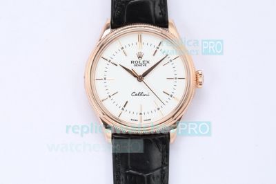 EW Factory Swiss Replica Rolex Cellini Rose Gold Watch White Dial 39mm